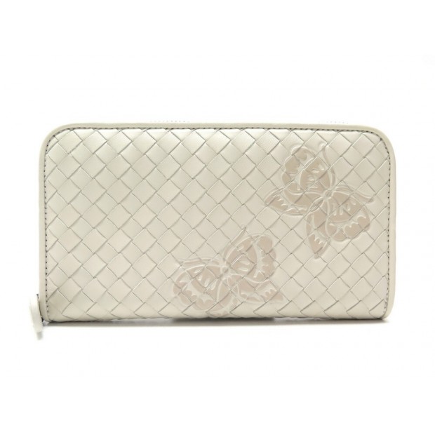 NEUF PORTEFEUILLE BOTTEGA VENETA 114076 EN CUIR CREME NEW LEATHER WALLET 892€