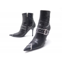 CHAUSSURES CHRISTIAN DIOR BOTTINES D TRICK 37 EN CUIR NOIR + BOITE BOOTS 760€