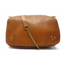 SAC A MAIN JEROME DREYFUSS BOBI BANDOULIERE CUIR DE PYTHON COGNAC HAND BAG 1120€