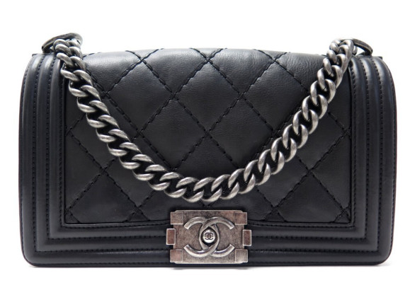 sac a main chanel boy medium en cuir matelasse noir