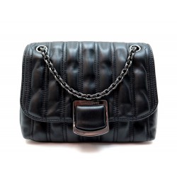 NEUF SAC A MAIN LONGCHAMP BRIOCHE S CUIR NOIR BANDOULIERE LEATHER HAND BAG 590€