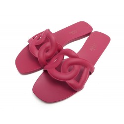 NEUF CHAUSSURES HERMES SANDALES ALOHA 38 EN PLASTIQUE FUSHIA + BOITE SHOES 230€