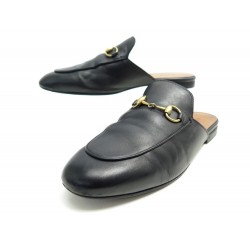 CHAUSSURES GUCCI MULES PRINCETOWN 423515 37.5 EN CUIR NOIR + BOITE SHOES 590€