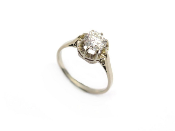 bague solitaire t52 en or jaune 18k et diamant 0.99