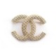 NEUF BROCHE CHANEL LOGO CC & STRASS AB5207 EN METAL DORE NEW GOLDEN BROOCH 650€