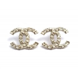 NEUF BOUCLES D'OREILLES CHANEL LOGO CC EN METAL DORE NEW GOLDEN EARRINGS 420€