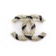 NEUF BROCHE CHANEL LOGO CC TORSADE METAL DORE ET RESINE NOIR GOLDEN BROOCH 620€