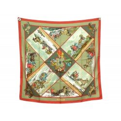 FOULARD HERMES VOYAGES EN RUSSIE DUBIGEON CARRE 90 SOIE + BOITE SILK SCARF 385€