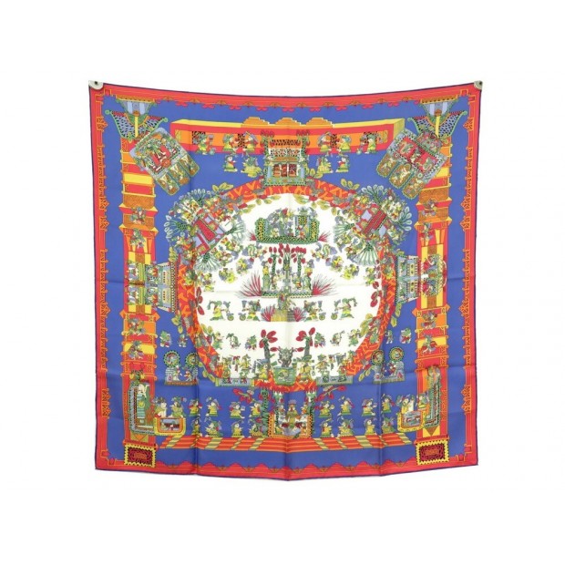 NEUF FOULARD HERMES ASTRES ET SOLEILS FAIVRE CARRE 90 SOIE BLEU SILK SCARF 385€