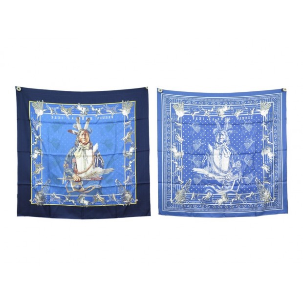 NEUF FOULARD HERMES PANI LA SHAR PAWNEE CARRE 90 DOUBLE FACE SOIE NEW SCARF 520€