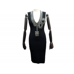 NEUF ROBE SANS MANCHES GIVENCHY TAILLE M 38 EN VISCOSE & STRASS NOIR DRESS 2390€