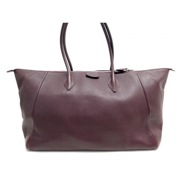 SAC A MAIN HERMES CABAS PARIS BOMBAY 40 GM EN CUIR GRAINE PRUNE HAND BAG 5690€