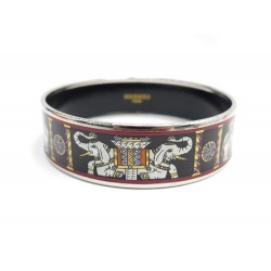 BRACELET HERMES EMAIL IMPRIME ELEPHANTS LARGE 18CM FINITION PALLADIE +BOITE 495€