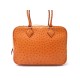 SAC A MAIN HERMES PLUME 28 EN CUIR AUTRUCHE ORANGE OSTRICH LEATHER HAND BAG