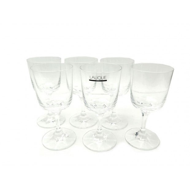 NEUF LOT DE 6 VERRES LALIQUE CHENONCEAUX A VIN ROUGE EN CRISTAL NEW GLASSES 840€