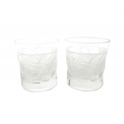 NEUF LOT 2 VERRES GOBELETS A WHISKEY LALIQUE HULOTTE CRISTAL NEW GLASSES 460€