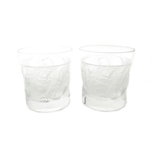 NEUF LOT 2 VERRES GOBELETS A WHISKEY LALIQUE HULOTTE CRISTAL NEW GLASSES 460€