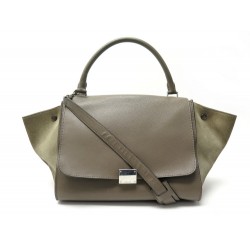 SAC A MAIN CELINE TRAPEZE MM EN CUIR ET DAIM TAUPE SUEDE LEATHER HANDBAG 2500€