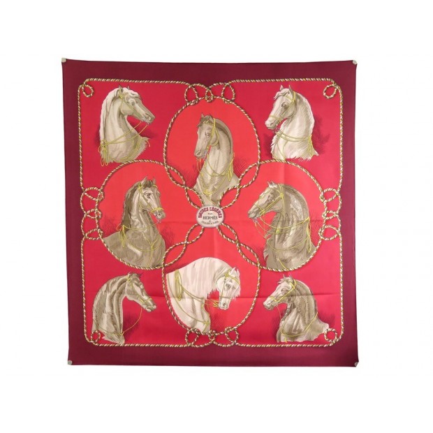 VINTAGE FOULARD HERMES BRIDES LEGERES 1974 FRANCOISE HERON SOIE ROUGE SCARF 385€