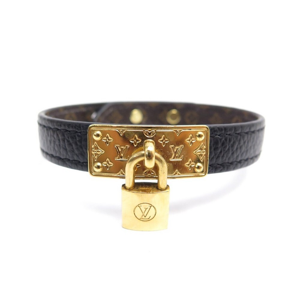 bracelet louis vuitton lock it 19 cm m6305e cuir noir