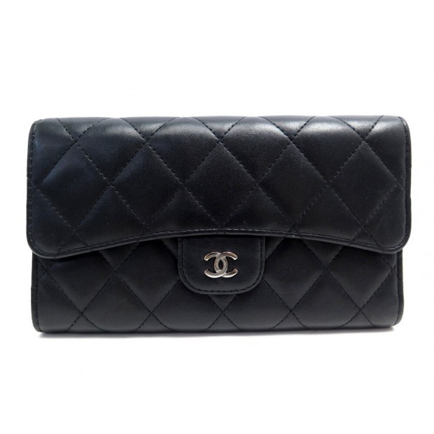 PORTEFEUILLE CHANEL CLASSIQUE TIMELESS CUIR MATELASSE NOIR LEATHER WALLET 930€