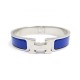 BRACELET HERMES CLIC H 17CM FIN EN EMAIL BLEU FINITION PALLADIE ARGENTE 555€