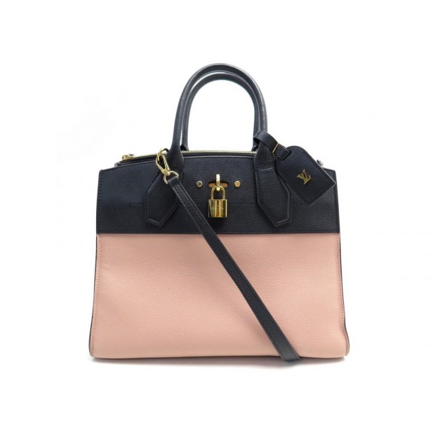 SAC A MAIN LOUIS VUITTON CITY STEAMER MM CUIR ROSE & NOIR LEATHER HAND BAG 3050€