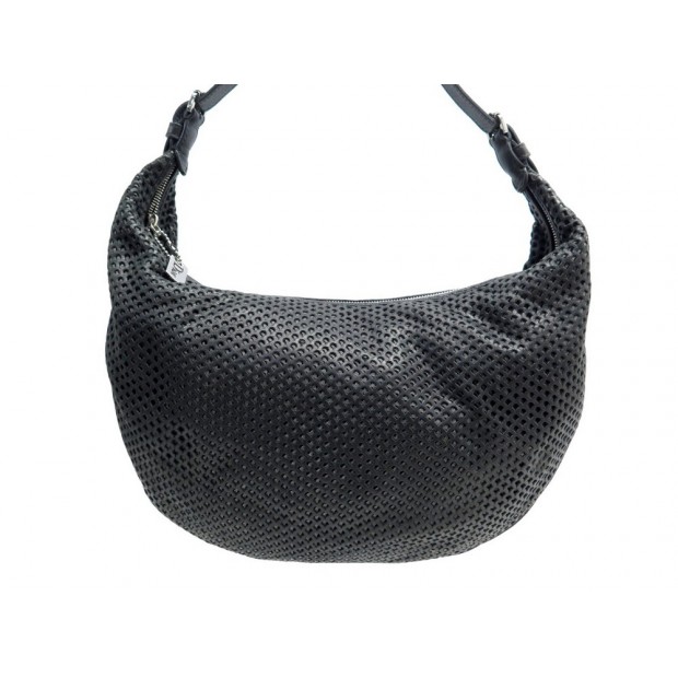 SAC A MAIN CHRISTIAN DIOR HOBO EN CUIR PERFORE NOIR BLACK PERFORATED PURSE 790€