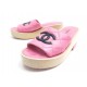 CHAUSSURES CHANEL MULES A TALONS G35456 LOGO CC CUIR MATELASSE ROSE SHOES 915€