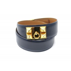 CEINTURE HERMES MEDOR COLLIER DE CHIEN T68 EN CUIR BOX BLEU LEATHER BELT 1780€