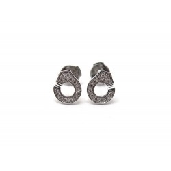 BOUCLES D'OREILLES DINH VAN MENOTTES 867322 OR BLANC ET DIAMANTS EARRINGS 1250€