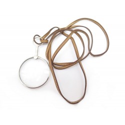 LOUPE PENDENTIF HERMES EN ARGENT MASSIF 925 & LACET CUIR GOLD SILVER MAGNIFIER