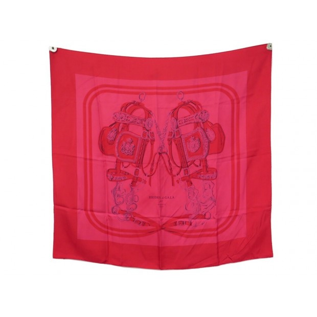 FOULARD HERMES BRIDES DE GALA GRYGKAR CARRE 90 EN SOIE ROUGE SILK SCARF 385€