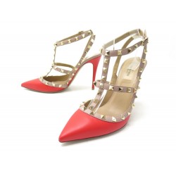 CHAUSSURES VALENTINO ESCARPINS ROCKSTUD 40 EN CUIR ROUGE LEATHER SHOES 750€