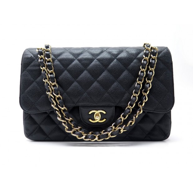 SAC A MAIN CHANEL TIMELESS JUMBO A58600 GRAND CLASSIQUE CUIR CAVIAR PURSE 7400€