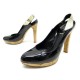  CHAUSSURES ESCARPINS FENDI CUIR VERNIS NOIR ET PYTHON 39.5IT 