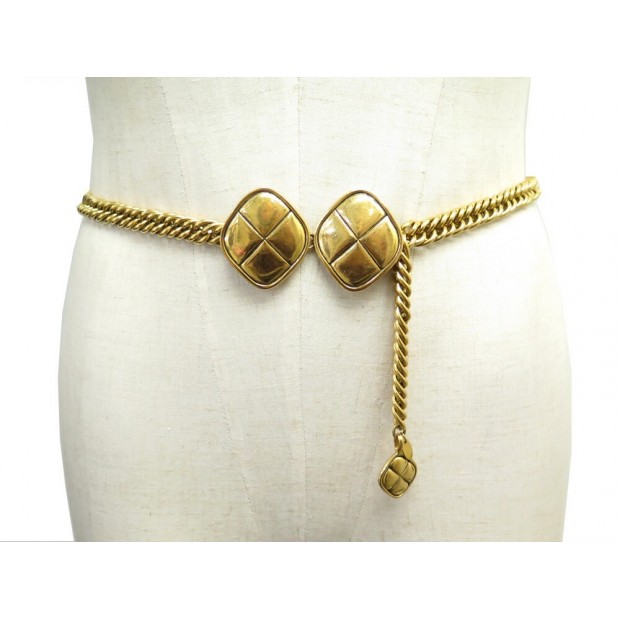 VINTAGE CEINTURE CHANEL CHAINE MOTIF MATELASSE 75 CM METAL DORE CHAIN BELT 1290€