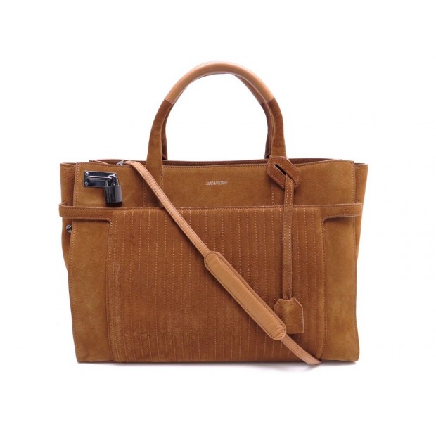 NEUF SAC A MAIN ZADIG & VOLTAIRE CANDIDE EN DAIM MARRON BANDOULIERE PURSE 750€