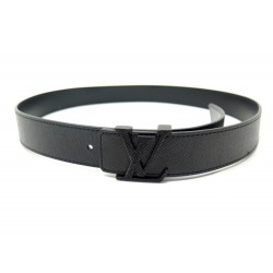 CEINTURE LOUIS VUITTON LV INITIALES M6897 T 90 EN CUIR TAIGA NOIR BELT 420€