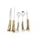 LOT 5 COUVERTS DE CHASSE HERMES MANCHE EN BOIS CERVIDES TABLE SET ANTLER HANDLE