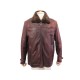 BLOUSON ZILLI GAP AVIATEUR 52 L EN CUIR BORDEAUX FOURRE FOURRURE LEATHER COAT