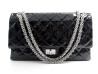 sac a main chanel 2.55 cuir vernis matelasse noir