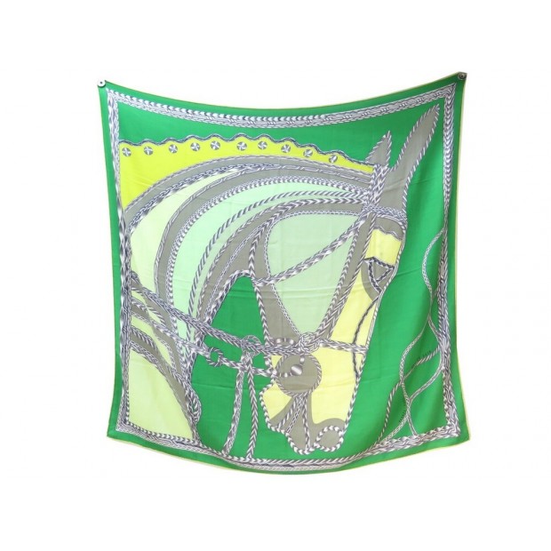 CHALE HERMES ROBE DU SOIR EN CACHEMIRE ET SOIE VERT MANLIK 140 SCARF SHAWL 965€