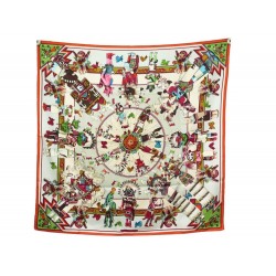 NEUF FOULARD HERMES KACHINAS INDIEN KERMIT OLIVER CARRE EN SOIE SILK SCARF 385€