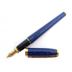 NEUF STYLO PLUME ST DUPONT OLYMPIO RESINE BLEUE MARBREE OR 14K FOUNTAIN PEN 495€