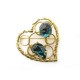 NEUF VINTAGE BROCHE YVES SAINT LAURENT GOOSSENS COEUR DORE PIERRES BOITE BROOCH