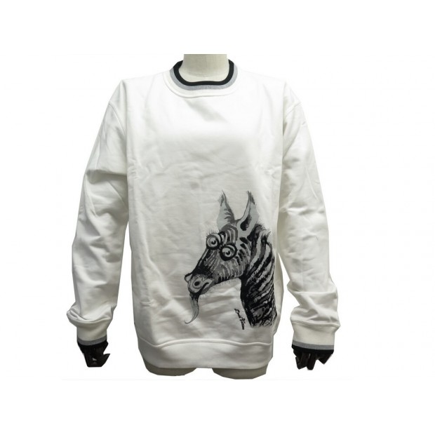 NEUF PULL LOUIS VUITTON SWEAT CHAPMAN ZEBRE L 52 EN COTON BLANC NEW SWEATER 990€