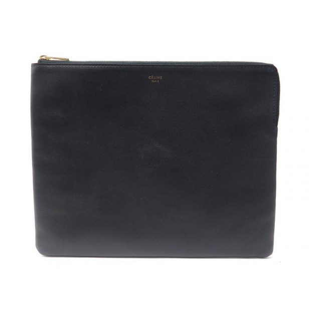 NEUF SAC POCHETTE CELINE 10241 IPAD CLUTCH TROUSSE EN CUIR NOIR BOITE POUCH 385€