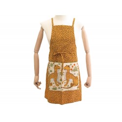 VINTAGE TABLIER DE CUISINE HERMES LES LEOPARDS EN COTON ORANGE KITCHEN APRON