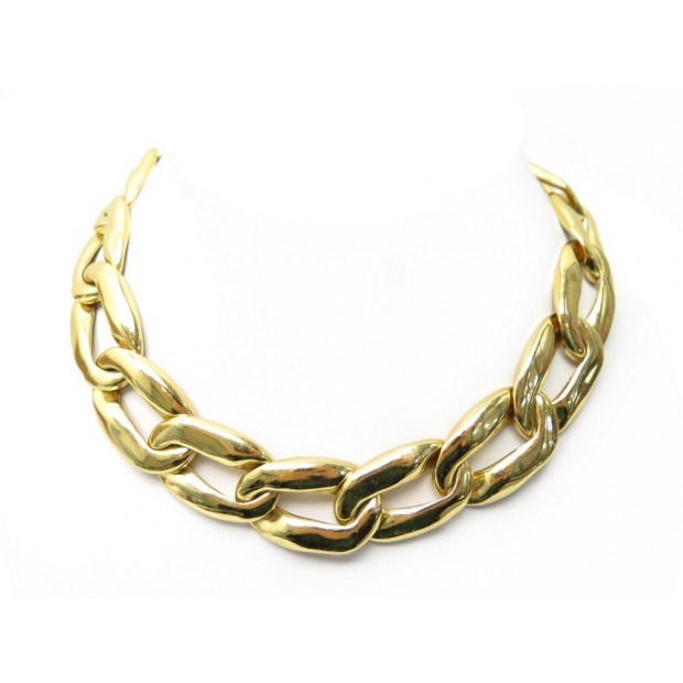 VINTAGE COLLIER YVES SAINT LAURENT GOOSSENS GROSSE MAILLE METAL DORE NECKLACE